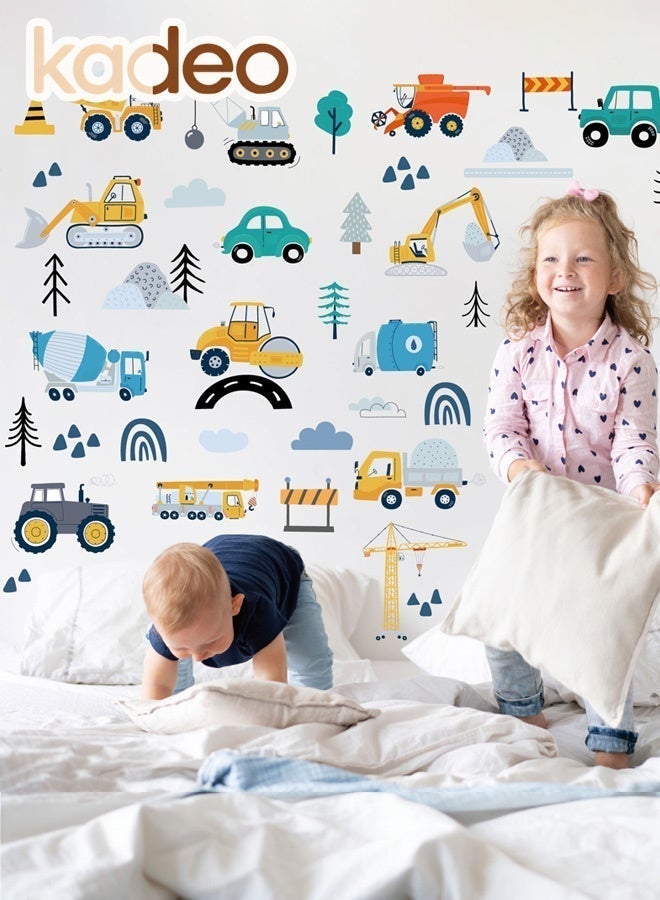 kadeo Construction Vehicle Wall Decals, Waterproof, PVC Material Wallpaper, Reusable Peel and Stick Vinyl Stickers for Kids’ Room,  Nursery & Playroom, Removable Truck Wall Sticker Decoration - Image 3